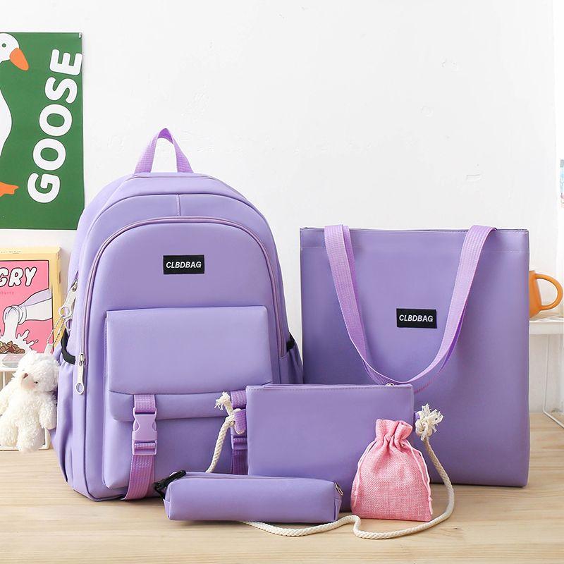 Set de 5 piezas Mochila Escolar Primer Semestre Estudiantes de Secundaria y Primaria Mochilas de Gran Capacidad Mochila Universitaria Minimalista Ligera