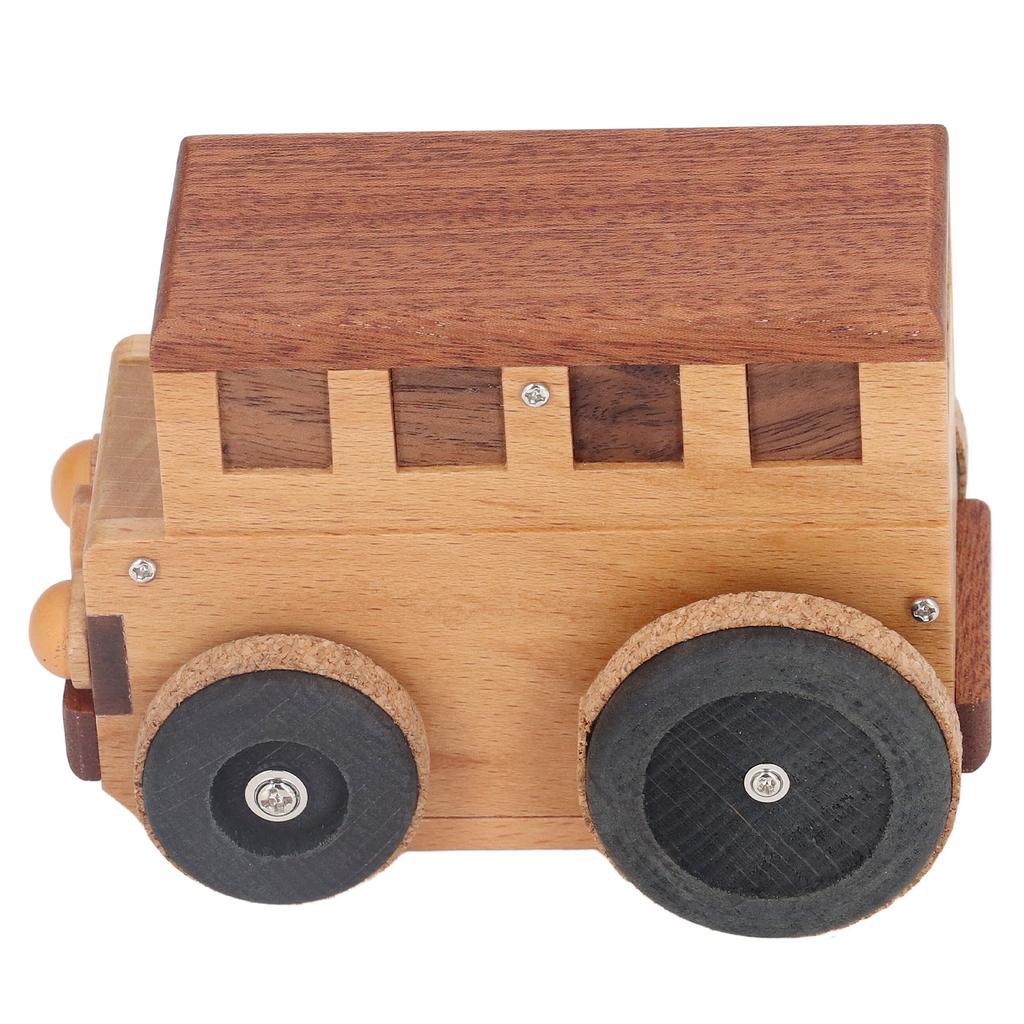 Bus Music Box Unique Wooden Car Bus Music Box Crafts Children"s Gifts Toys Home Decoration Ornaments