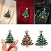 Cute Xmas Tree Lapel Pin Vintage Rhinestone Brooch Daily Christmas Brooch  Women