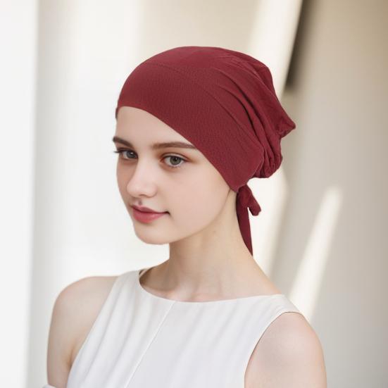 Berretto Foulard Monocolore da Donna Regolabile Traspirante Elasticizzato Antiscivolo Cotone Sottocappello Sotto Foulard Cappello Interno Cappello da Notte per Dormire Cuffia per Capelli