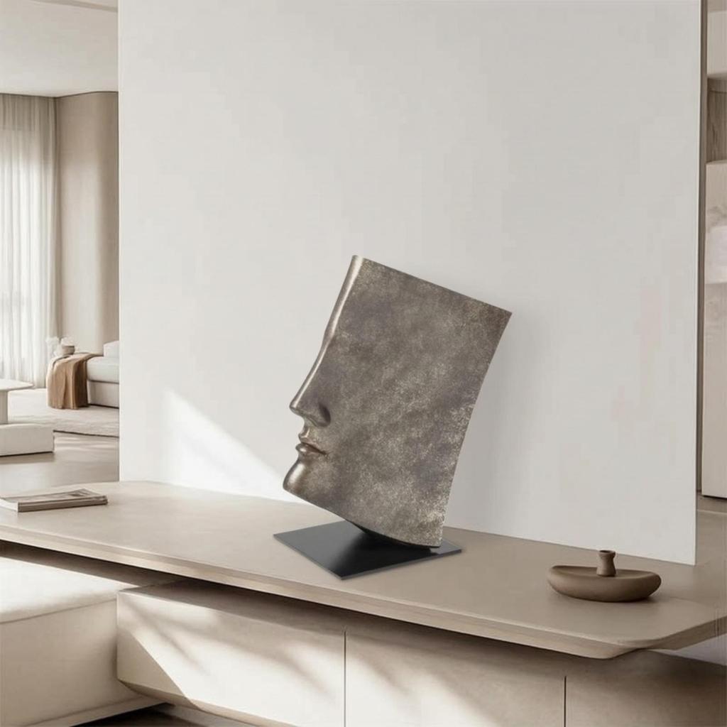 Geometrische Profilgesichtsskulptur Modernes Tischornament Minimalistisch