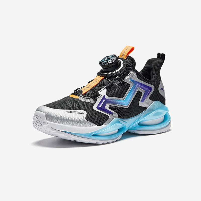 Anta Kids Casual Lightweight Breathable Shock Absorbing Low Top Running Shoes Men sneaker Black Silver Iceland-Blue A12445536-1