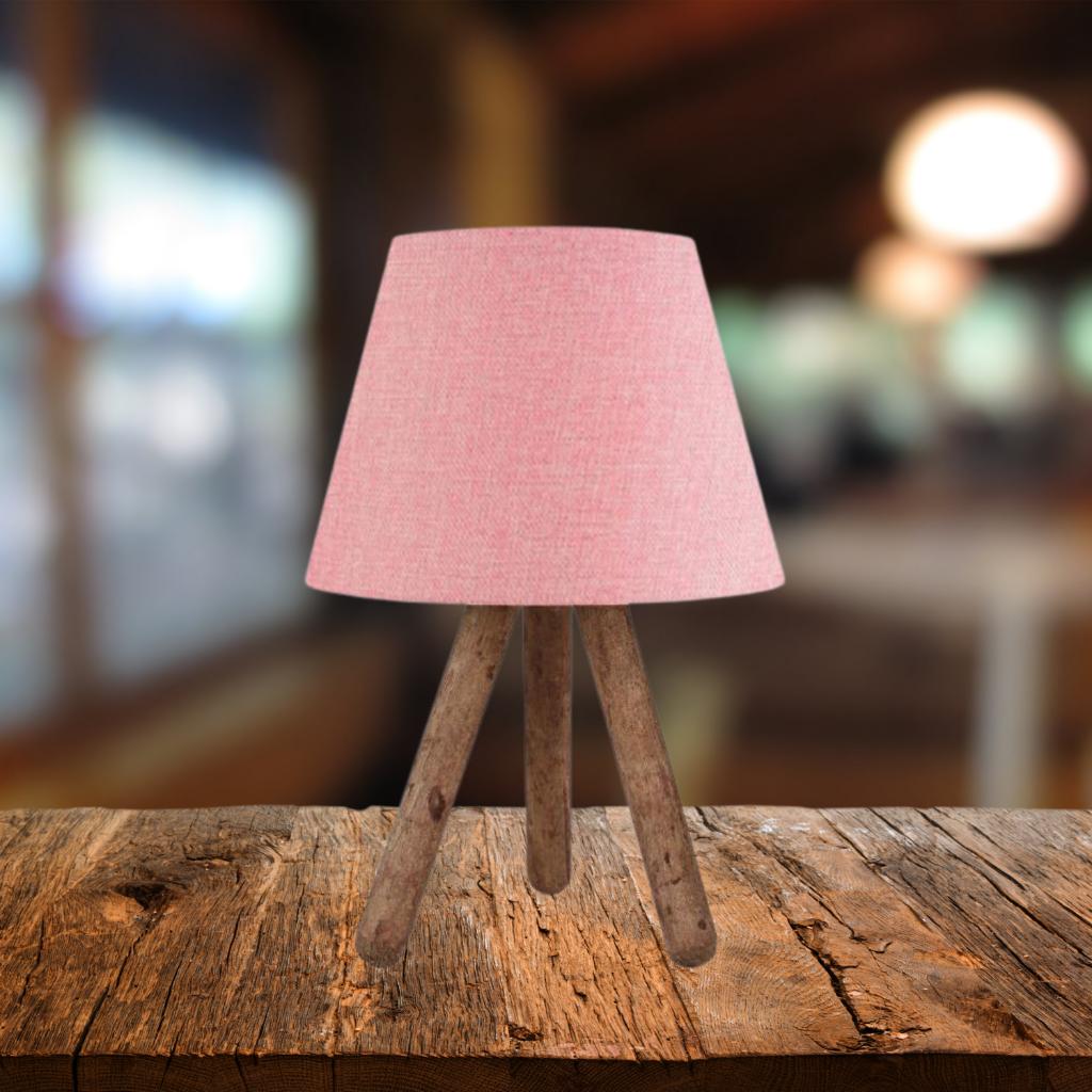 

Design Luce Three-Legged Wooden Leg Lampshade Pink Fabric Headboard