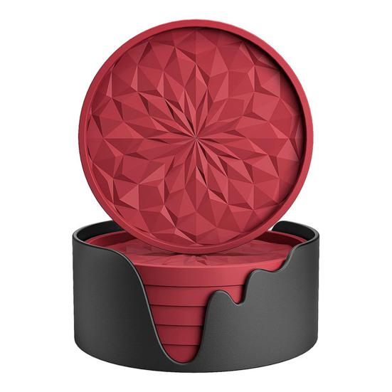 

Yousheng 6Pcs Silicone Coasters Insulated Anti-Scald Heat-Resistant Odor-free Drink Coasters Home Bar Kitchen Decor красный