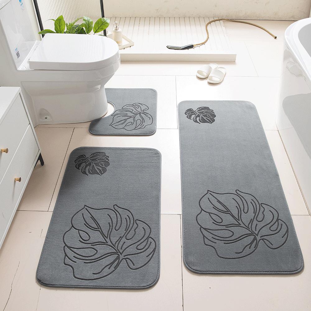 3D Carved Three-Dimensional Bathroom Floor Mat Toilet Three-Piece Non-Slip Absorbent Carpet