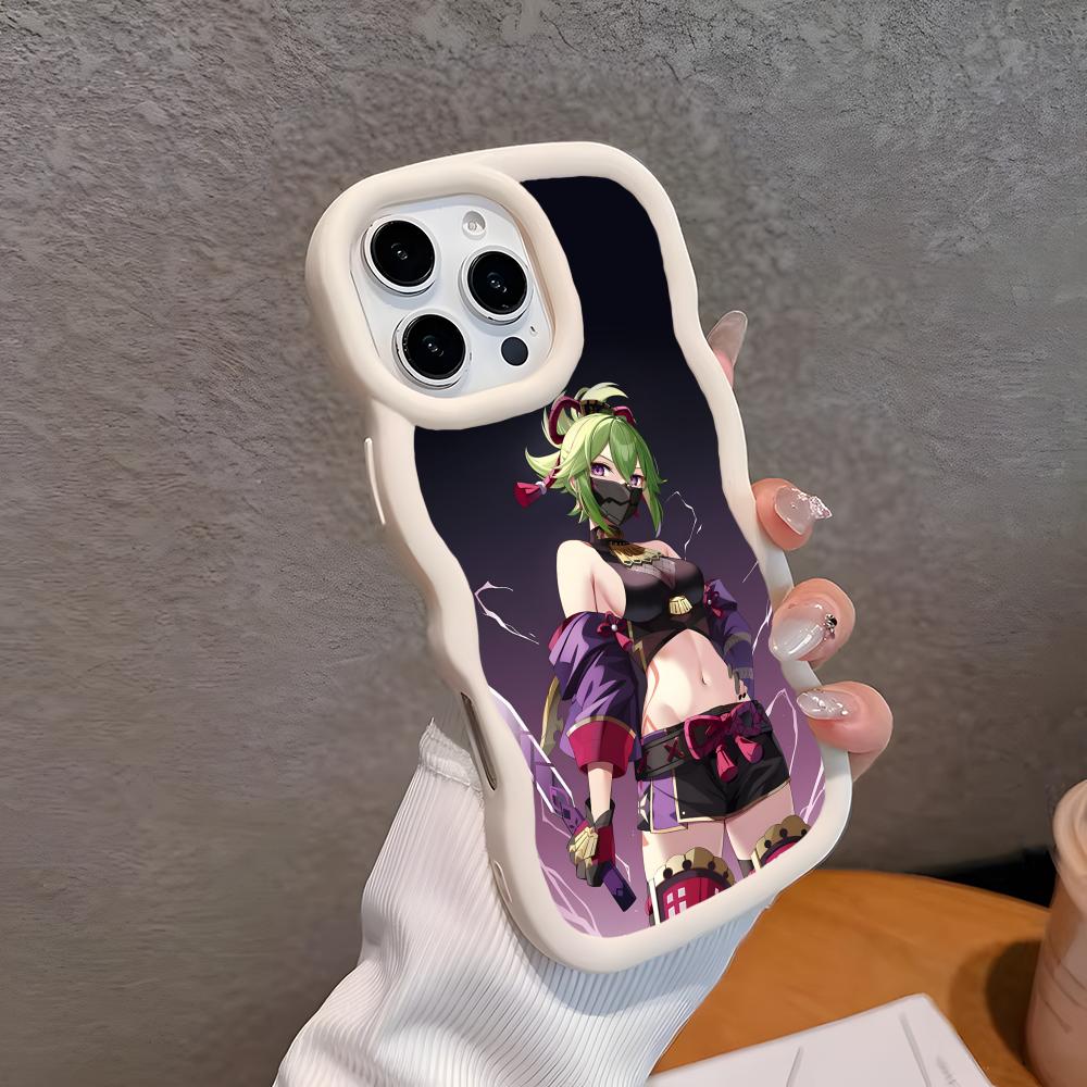 Spiel GI Kuki Shinobu Handyhülle für iPhone 17 16 15 14 13 12 11 Air Pro Max Plus Wellige Kante TPU Bunte Hülle Smartphone