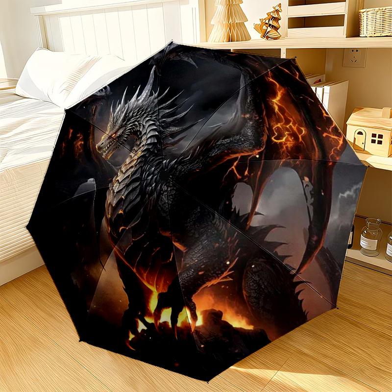 Yin-yang Dragons Moon Umbrella 8-Frame for Travel, camping, Casual Lightweight Portable Umbrella, Essential for every family Holidays Gift