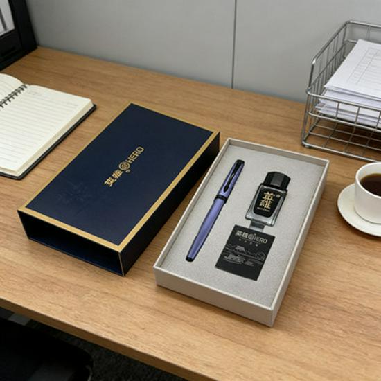 HERO Steel Pen 3813 Zhen Zhi Series Calligraphy Set for Students - Business High-Grade Gift Box