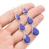 Natural Lapis Lazuli Dangle Earrings: 925 Sterling Silver