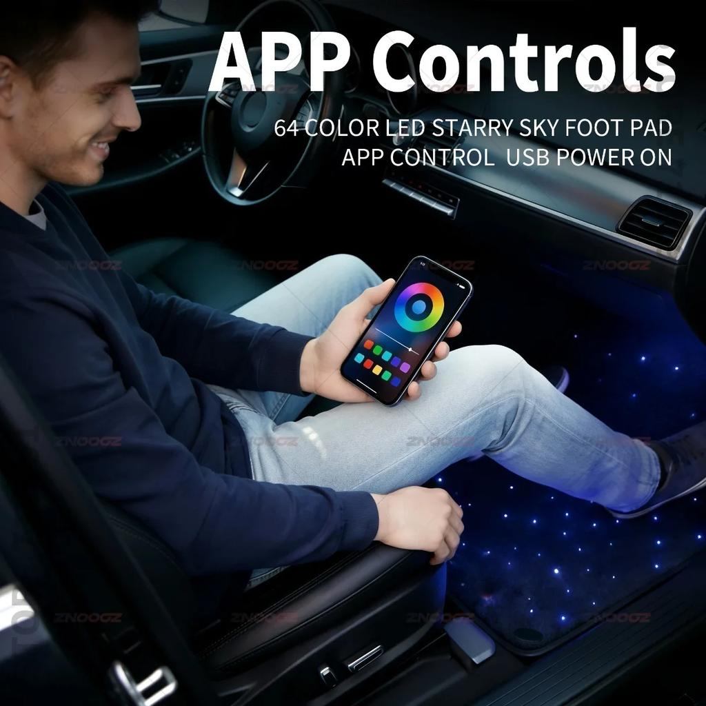 For Ferrari Stradale SF90 Competizione 812 GTS Daytona SP3 Purosangue GTB 296 USB Car LED Starry Sky Foot Mat DIY Can Be Cut WM5