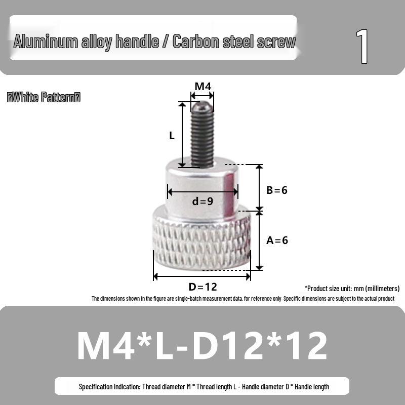 M3M4 Aluminum Alloy Hand-Tightening Flat Head Knurled Adjustment Screw Bolt