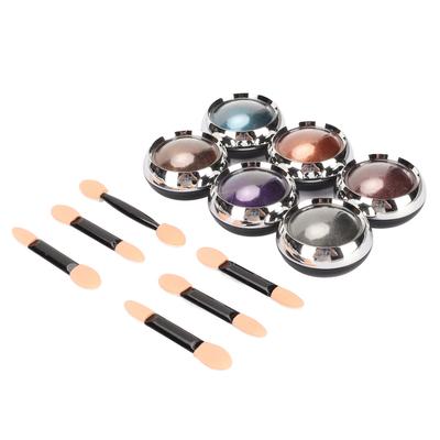 6 Colori Nail Art Polvere Specchio Decorazione Metallica Manicure Polvere Specchio con Applicatore Occhi