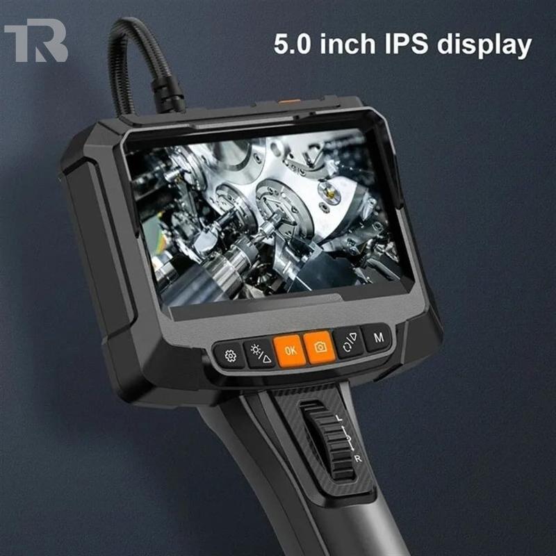 Inspection Borescope 360° Steering Industrial Endoscope Camera 8mm 5"IPS Screen Single&Dual Lens 1080P For Car Engine Pip