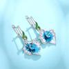 Huitan Handmade Blue Flower Drop Earrings for Women Creative Enamel Design Aesthetic Female Ear Accessories Party Trendy Zircon