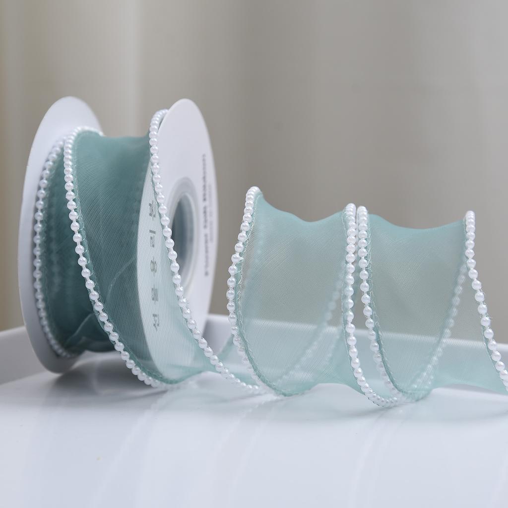 1PC Pearl-edged Fishtail Wavy Ribbon Cake Bouquet Decorative Ribbon Fairy Breath Fluttering 4cmx4.5m