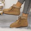 New Large-sized Short-top Cotton Shoes, Women's Fleece Casual Warm Lace-up Snow Boots