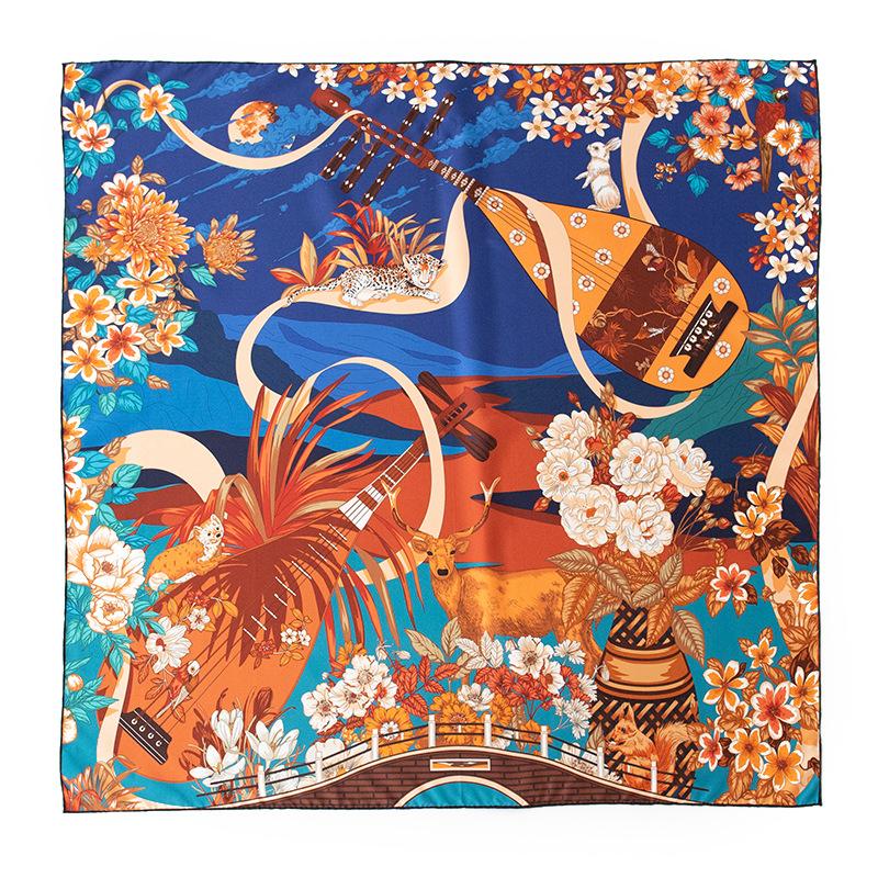 two-color pipa picture silk scarf 100% mulberry silk women's high-end wedding gift