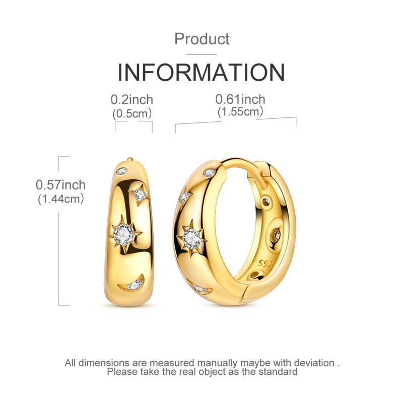 Fashion Gold Woman Hoop Earring 925 Sterling copper Sparkling Zircon Round Ear Stud Earrings Fine Zircon Lover Anniversary Gift