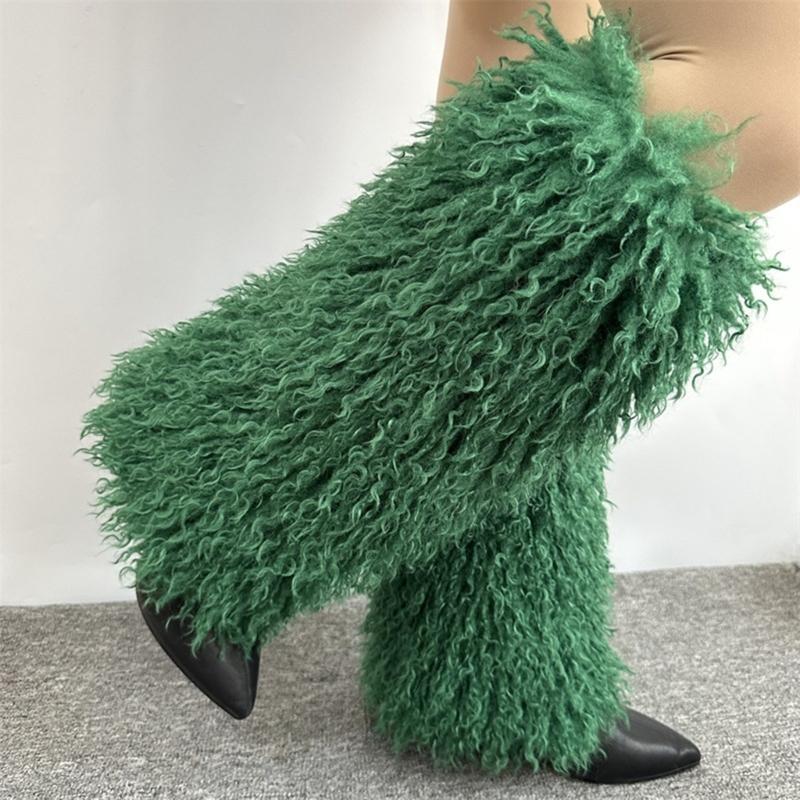Harajuku Shoes Cuffs Leg Warmer Winter Warm Vintage Solid Color Fuzzy Plush Boots Cover Thick Calf Socks for Womens
