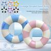 Summer Multicolor Striped Inflatable Swim Ring Thick PVC Leakproof Portable Foldable Pool Float Swimming Circle for Adults Kids