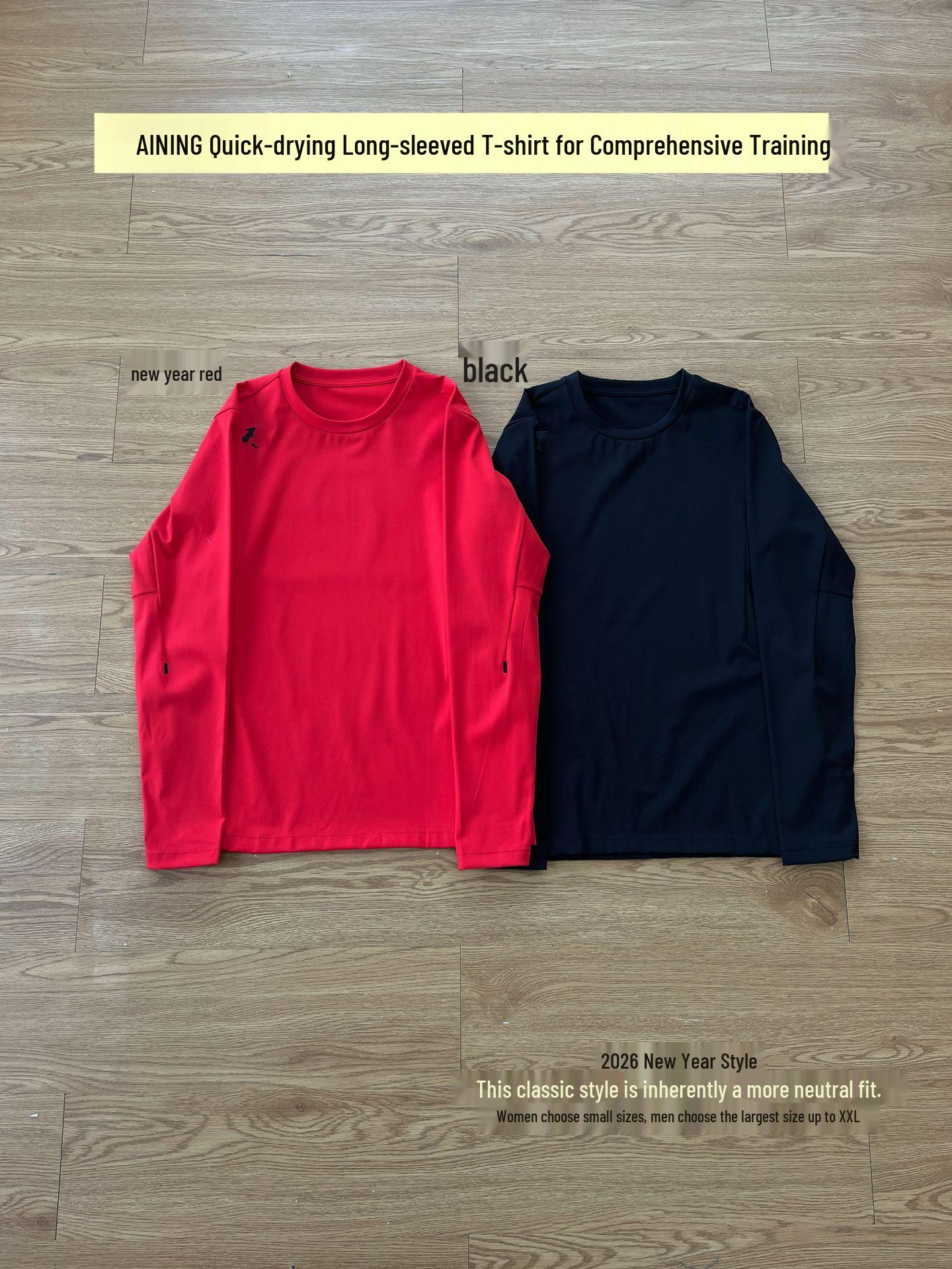 Elastic Quick Dry Round Neck Pullover - Lightweight Versatile Long Sleeve Sports T-shirt M