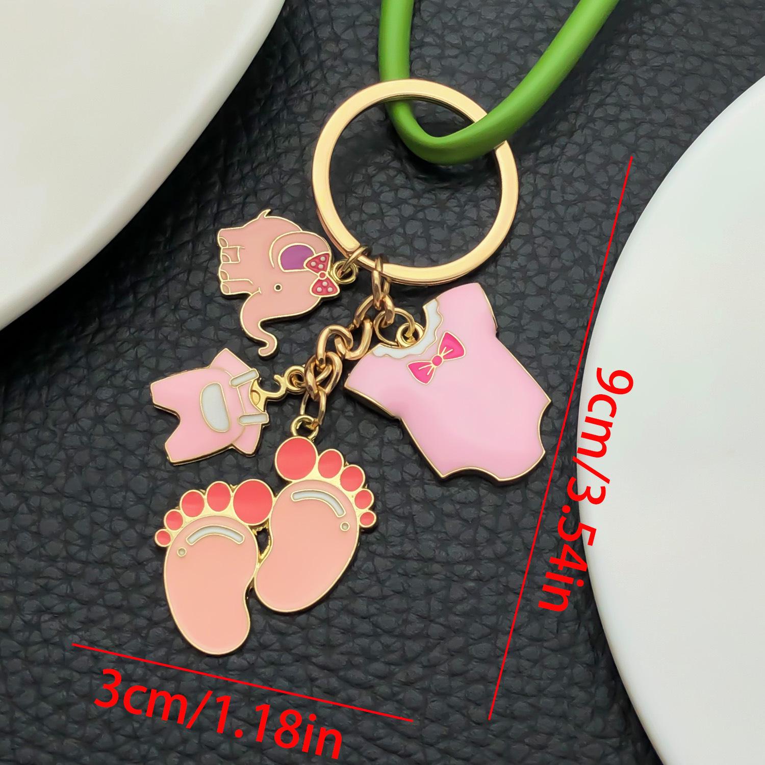Pink Baby Feet & Elephant Milk Bottle Keychain Pendant - Cute DIY Backpack Accessory