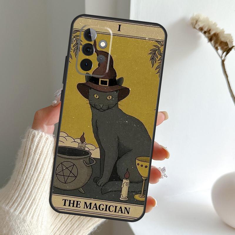 Moon Tarot Witch Cat Case For Samsung Galaxy A55 A15 A35 A56 A06 A16 A26 A36 A32 A52 A13 A33 A53 A14 A34 A54 A17