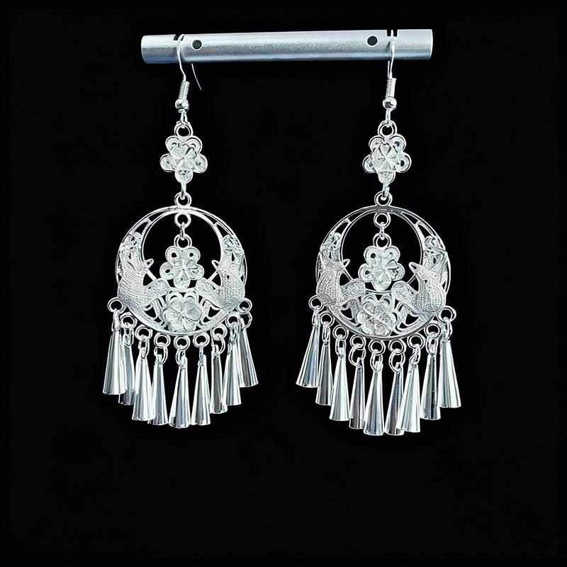 Ethnic style earrings Alloy silver-plated Miao ethnic minority Dong Yi earrings Earrings