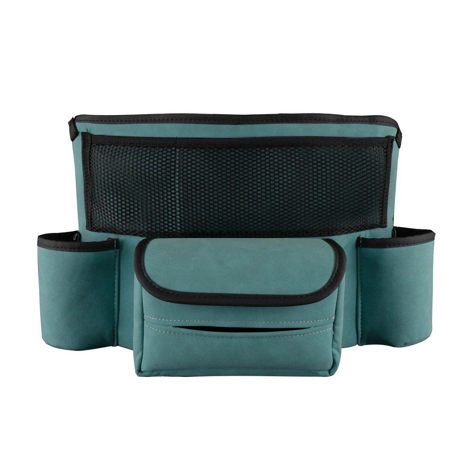 

Suede Leather Dog Fences Organizers Bag Between Front Seats Auto Consoles Tissue Cup Storage Mesh Barrier Travel Accessories синий