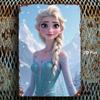 2D Flat, 1pc Disney Frozen Elsa Princess Metal Wall Art - Official Frozen Decor with Pre-Drilled Holes, Vintage Style Poster Sui