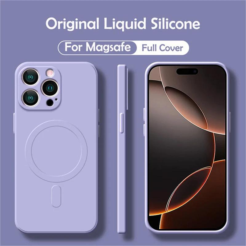 Płynne Silikonowe Etui Magsafe na Telefon dla IPhone 17 Air 14 15 Plus 12 13 Mini 11 Pro Max Magnetyczne Pokrowiec do Bezprzewodowego Ładowania