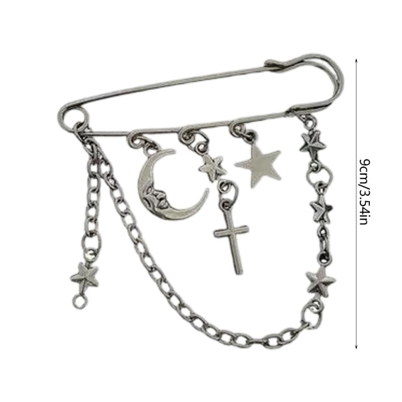 Decorative Brooch Pin Punk Fashion Accessory with Safety Pin Style Closure for Jacket Lapels Bags and Hats, Alloy Accent for Everyday Outfit Details