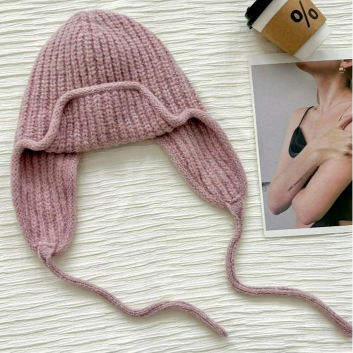 Warm Knitted Cap Winter Anti-cold Thickened Bomber Hat Fashion Korean Ear Protection Windproof Women Pullover Ear Flap Caps Gift