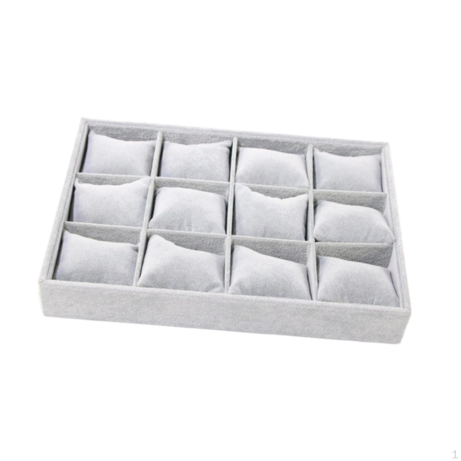 

Velvet Jewelry Tray Display 12 Slots Pillows for Exhibition чорний