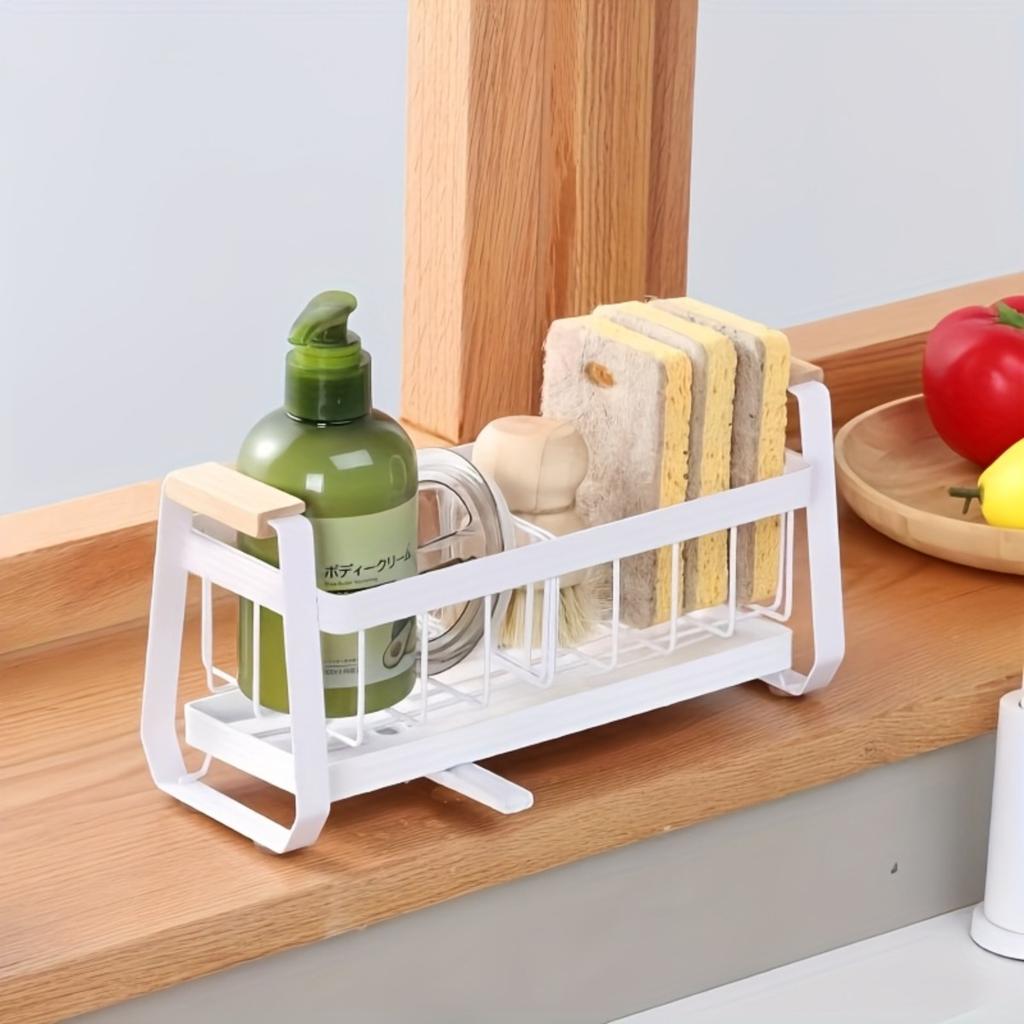 Kitchen Sink Drainer Basket Multifunctional Sponge Soap Storage Rack Countertop Organizer
