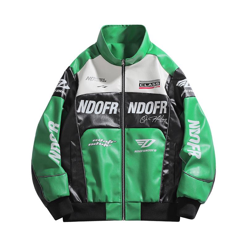 Men's 2024 Biker Racing PU Leather Jacket - Windproof, Autumn/Winter Outerwear