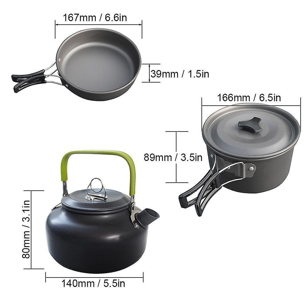 2021New Ultralight Camping Pot Frypan Kettle Cookware Utensils Outdoor Tableware Set Hiking Picnic  Tableware Pot Pan 2-3persons