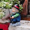 Fishing Figurines Home Decor Resin Old Man Fishing Figurines Cartoon Colorful Home Decor Fadeless Decoration For Garden Rockery