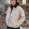 High-Quality Vintage Washed Canvas Lapel Jacket - Zipper Loose Fit for Couples