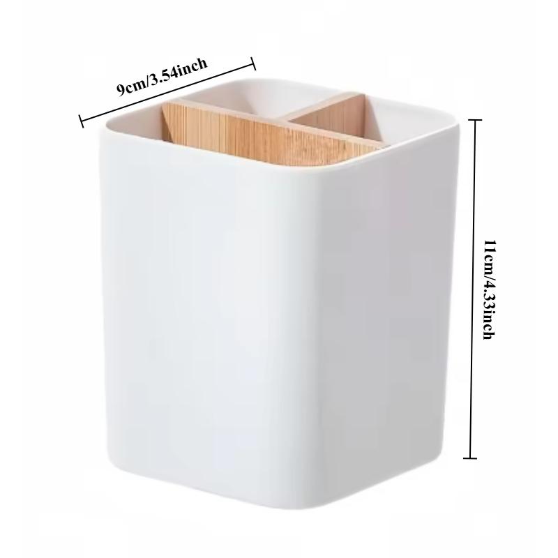 1Grid Bamboo Partition Storage Box Desktop Partition Pen Makeup Brush Holder Bathroom Toothbrush Rack Office Stationery Sort Box