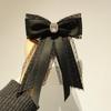 Black Lace Bow Tie With Rhinestone Brooch For Womens Fashion Accessories