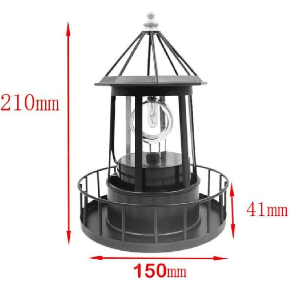 anso Solar Powered LED Rotating Lighthouse Night Light Outdoor Garden Home Decor Lamp (Black)