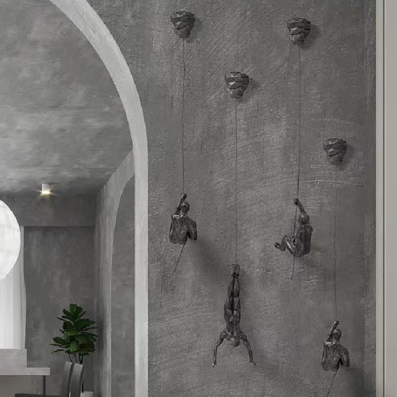 European Vintage Resin Wall Ornament With Climbing Figurines For Lounge And Dining Areas