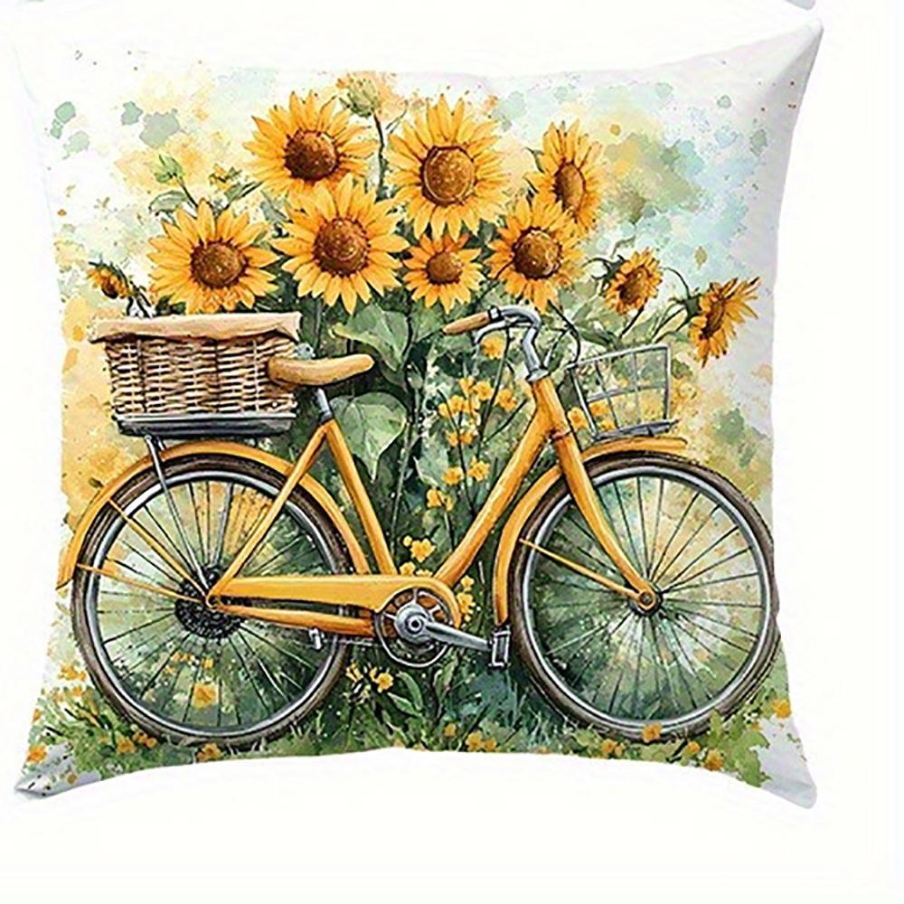 

Наволочка с рисунком грузовика с подсолнухамиПодходит для дивана, автомобиля, спальни, декоративная наволочка для подушки 16x16Inch