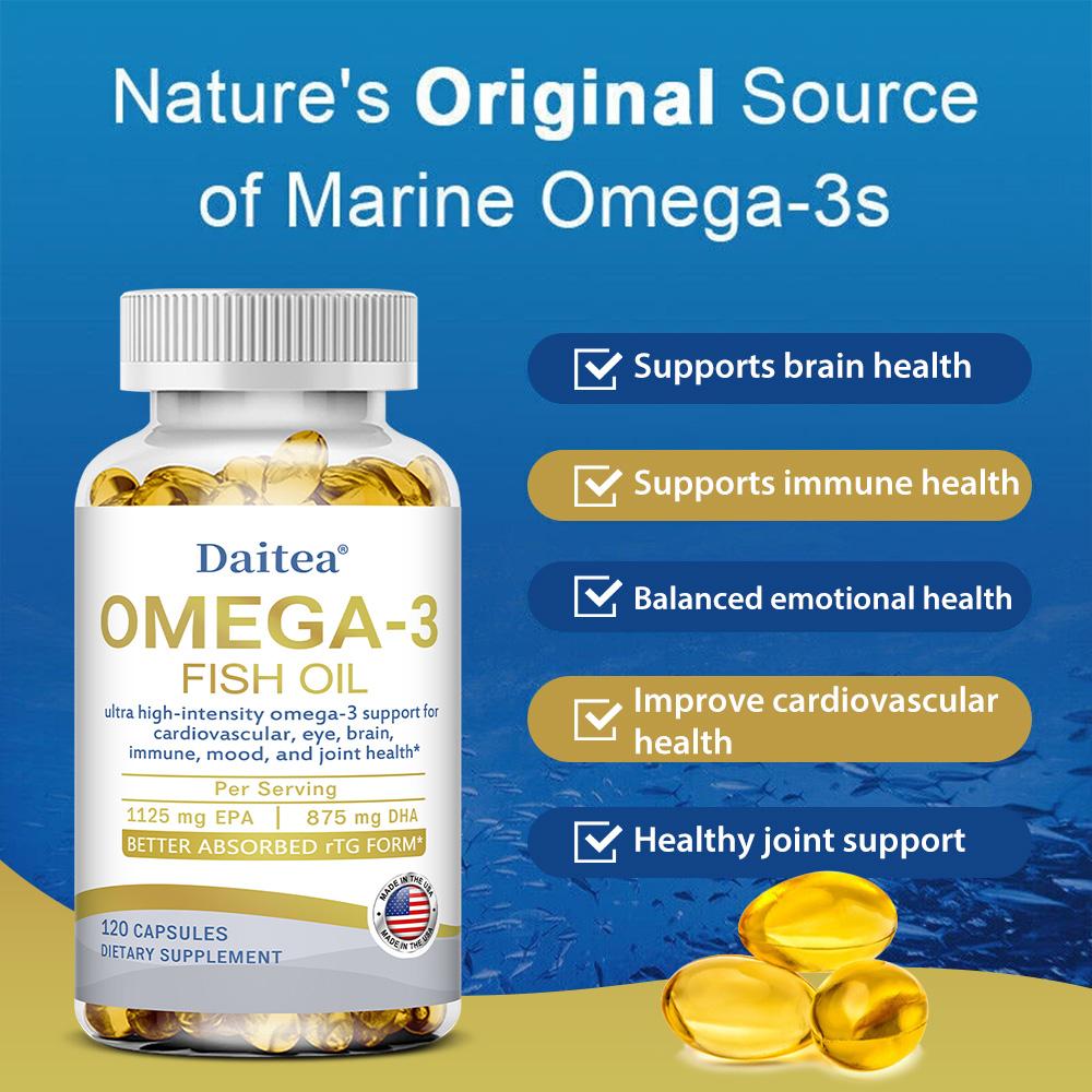 Omega‑3 Fish Oil Softgels 2150mg, EPA 1125mg & DHA 875mg, 120 Capsules, 60‑Day Supply