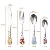 304 Stainless Steel Children Cutlery Set Cartoon Animals Dishwasher Safe Spoon Fork Knife Silver Cute Dinnerware Table Setting