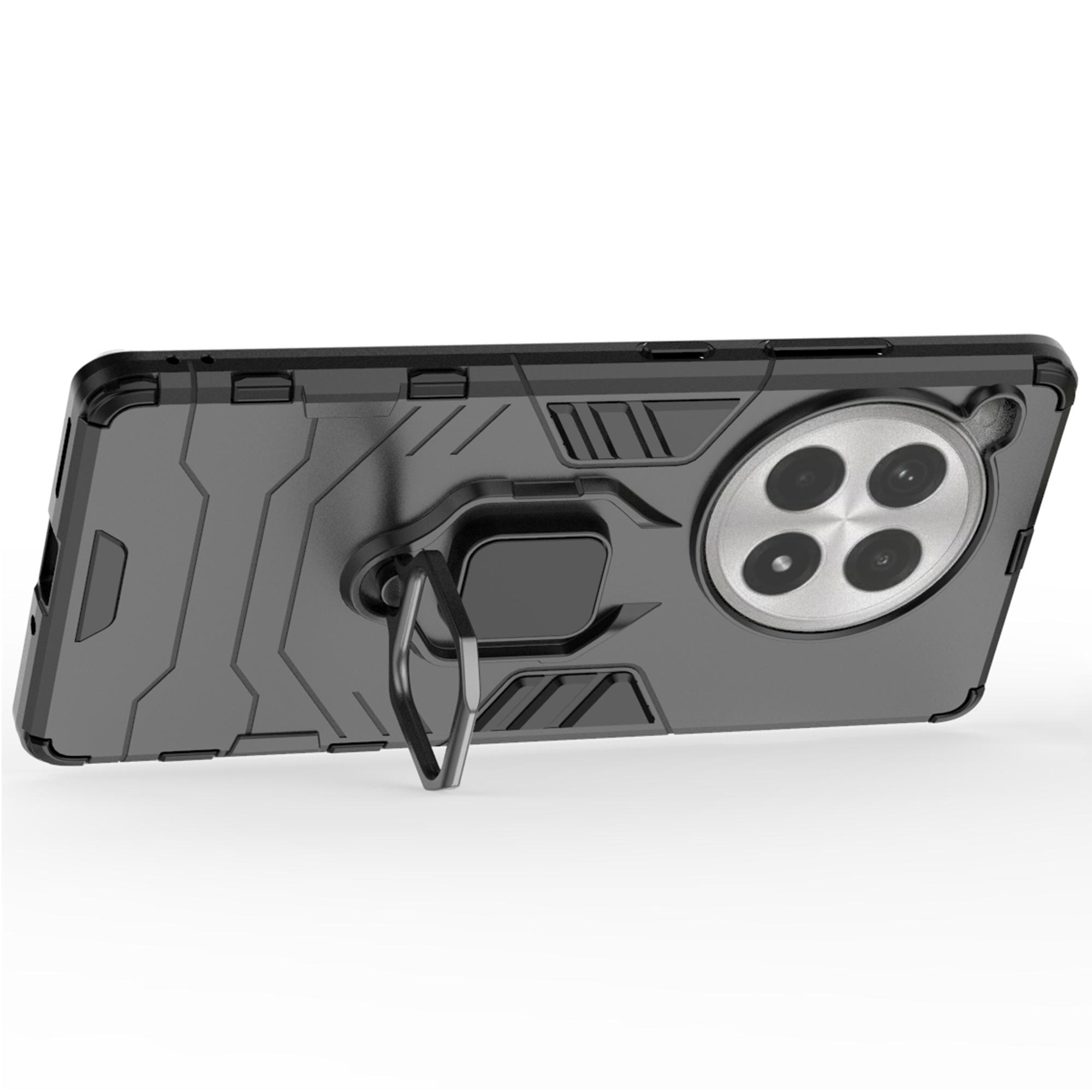 

For OnePlus Ace 3 Pro 5G Case Ring Holder Kickstand Hybrid PC+TPU Phone Cover Black