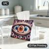 1pc Tissue Box, Surrealist Eyes Haunting Vision Pattern, 2D Flat Printing, Lightweight, Foldable, Tissue Container, for Vehicles