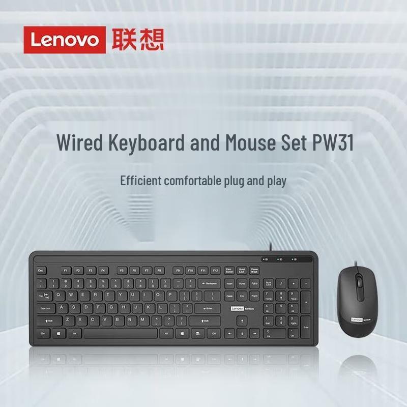 Lenovo PW31 Wired USB Keyboard and Mouse Set