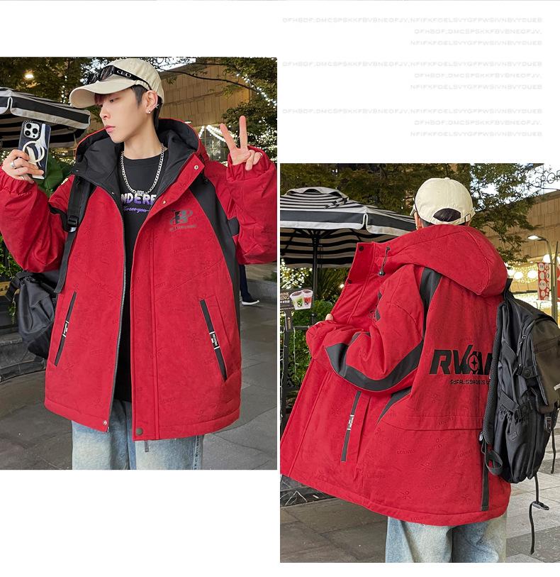Men's Autumn/Winter Hooded Parka - Thick Velvet, Warm, and Loose-Fit for Teens Outdoor Cold Protection